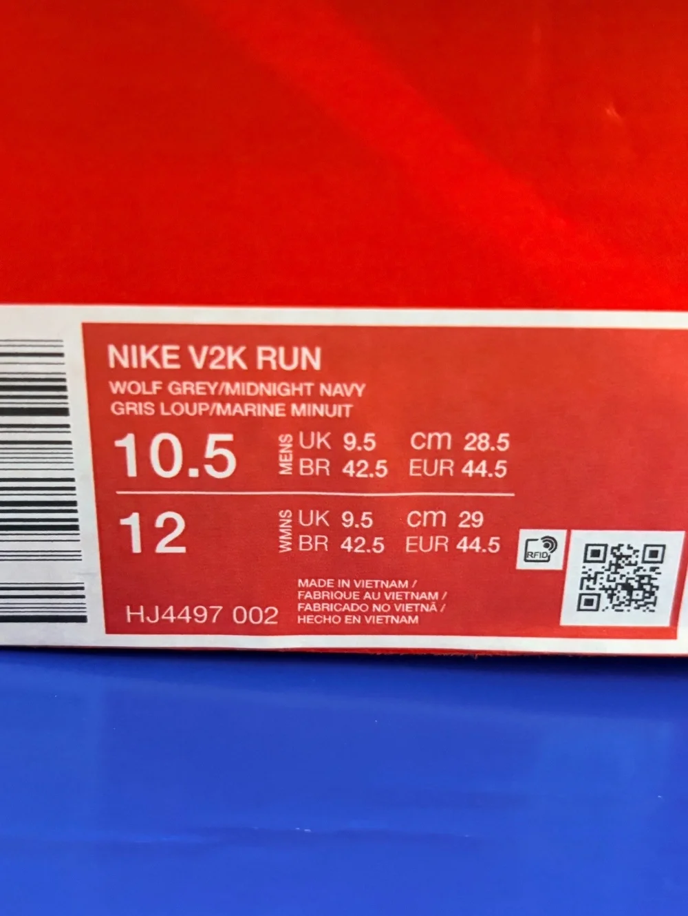 Nike V2K Run Running Shoes Wolf Gray Navy Size 10.5